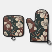 秋の花 鍋つかみ&鍋敷きセット (正面)