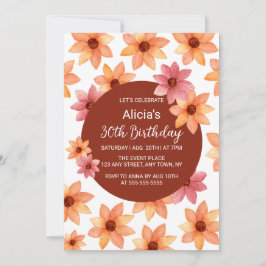 秋の花ANYエイジブルゴーニュ誕生日 招待状