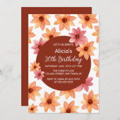 秋の花ANYエイジブルゴーニュ誕生日 招待状 (正面/裏面)