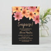 秋の花Any Ageサプライズブラック誕生日 招待状 (スタンド正面)