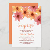 秋の花Any Ageサプライズブルゴーニュ誕生日 招待状 (正面/裏面)