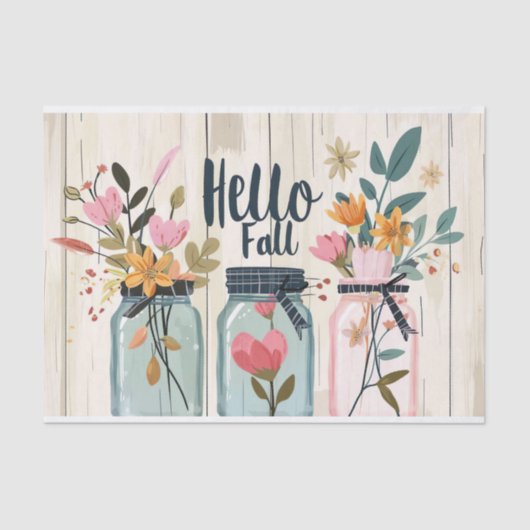 秋の花Mason Jars Decompage 薄葉紙 (正面)