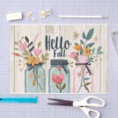 秋の花Mason Jars Decompage 薄葉紙 (クラフト)