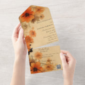 秋の花QRコード オールインワン招待状 (貼ってはがせる)