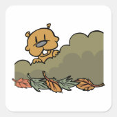 秋の茂みを抜けて見える白豚 スクエアシール (正面)