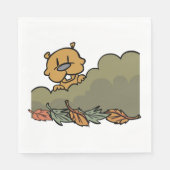 秋の茂みを抜けて見える白豚 スタンダードランチョンナプキン (正面)