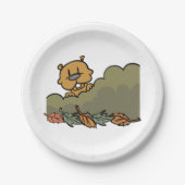 秋の茂みを抜けて見える白豚 ペーパープレート (正面)