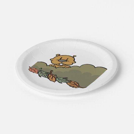 秋の茂みを抜けて見える白豚 ペーパープレート (アングル)