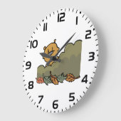 秋の茂みを抜けて見える白豚 ラージ壁時計 (傾斜)