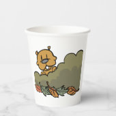 秋の茂みを抜けて見える白豚 紙コップ (正面)