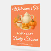 秋の茶素朴パーティー赤ちゃんシャワーへようこそ アクリルサイン (傾斜)