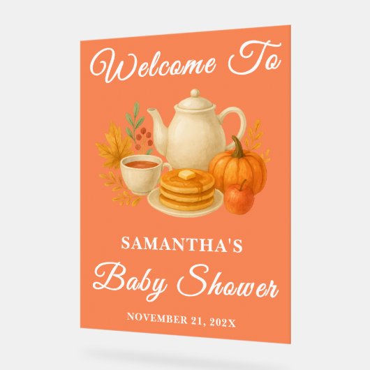 秋の茶素朴パーティー赤ちゃんシャワーへようこそ アクリルサイン