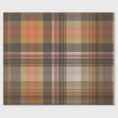 秋の茶色とオレンジ色の格子柄 ラッピングペーパー (フラット)