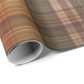 秋の茶色とオレンジ色の格子柄 ラッピングペーパー (ロールコーナー)