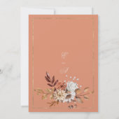 秋の茶色と緑の花の葉の冬の結婚式  招待状 (裏面)