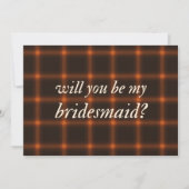 秋の茶色のオレンジ色のフランネル今までより多くの花嫁のメイド カード (正面)