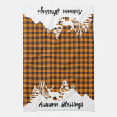 秋の草原と山 キッチンタオル (縦)