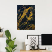 秋の草原に覆われた山 ポスター (ホームオフィス)
