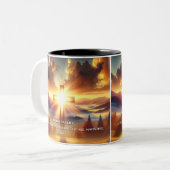 秋の草地の夜明けにゴールデンクロス ツートーンマグカップ (正面左)