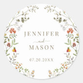 秋の草木野結婚花花花婿 ラウンドシール (正面)