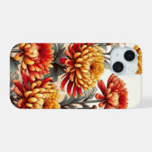 秋の菊の花のディスプレイ iPhone 15ケース (裏面横)