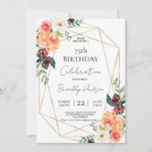 秋の華と黄金の額縁　特別な誕生日 招待状 (正面)