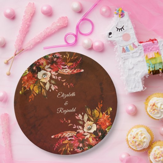 秋の華麗な植物学結婚院 ペーパープレート (パーティー)