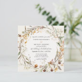 秋の落ち着いたアイボリーウェディング 招待状 (スタンド正面)