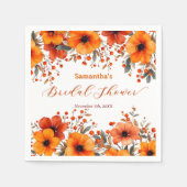 秋の落ち着いたオレンジの花のベリーブライダルシャワー スタンダードカクテルナプキン (正面)