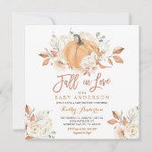 秋の落ち着いたパンプキンベイビーシャワーに恋して 招待状 (正面)