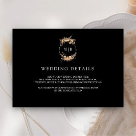 秋の落ち着いたワイルドフラワークレストブラックウェディングの詳細 エンクロージャーカード