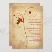 秋の落ち着いたワインボトルと実の結婚式の披露宴のみ 招待状 (正面/裏面)