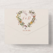 秋の落ち着いた花のハートの結婚式 オールインワン招待状 (裏面)