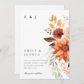 秋の落ち着いた花のボヘミアンベディング 招待状 (正面/裏面)