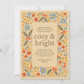 秋の落ち着いた花フレーム　オータムパーティー 招待状 (正面)