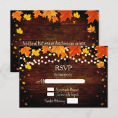 秋の落ち着いた雰囲気のストリングライトと葉のデザインの出欠確認カード 出欠カード (正面/裏面)