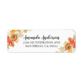 秋の落ち葉とカボチャのブライダルシャワーラベル ラベル (正面)