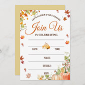 秋の落ち葉とカボチャの招待状 招待状 (正面/裏面)