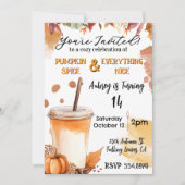 🍁 秋の落ち葉とパンプキンスパイスパーティーの招待状 招待状 (正面)