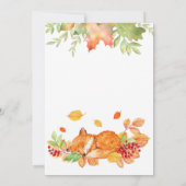 秋の落ち葉と可愛い子ギツネのベビーシャワー招待状 招待状 (裏面)