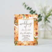 秋の落ち葉と緑のクラシックなウェディング ポストカード (スタンド正面)