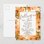 秋の落ち葉と緑のベイビーシャワー ラスティック ポストカード (正面/裏面)