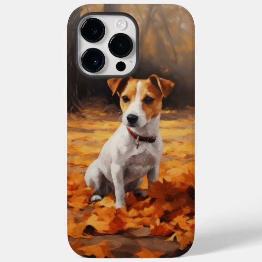 秋の落ち葉にインスパイアされたジャック・ラッセル・テリア Case-Mate iPhoneケース (裏面)