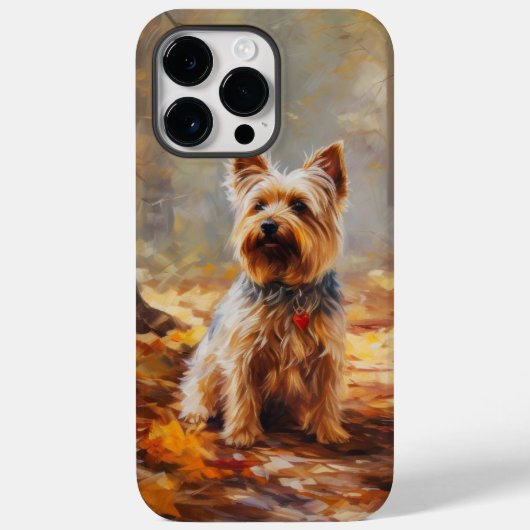 秋の落ち葉にインスパイアされたヨークシャーテリア Case-Mate iPhoneケース (裏面)