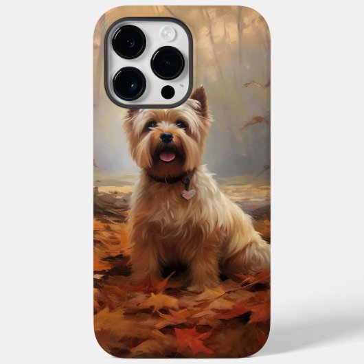 秋の落ち葉に囲まれたビーバー・テリア Case-Mate iPhoneケース (裏面)
