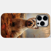 秋の落ち葉に囲まれたビーバー・テリア Case-Mate iPhoneケース (裏面 (横))