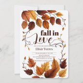 秋の落ち葉に恋するベイビーシャワー 招待状 (正面)