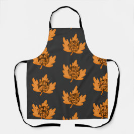 秋の落ち葉に素敵なハッピースサンクスギビングのタイポグラフィー  エプロン