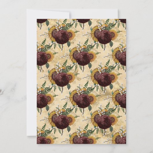 秋の落ち葉のゴシックスタイル花柄 カップルシャワー 招待状 (裏面)