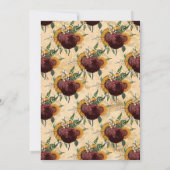 秋の落ち葉のゴシックスタイル フラワー カップルシャワー 招待状 (裏面)